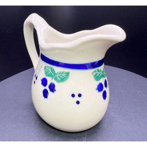 Hartstone Wild Blueberry Creamer Syrup Pitcher Hand Painted Signed Vintage 4.5"